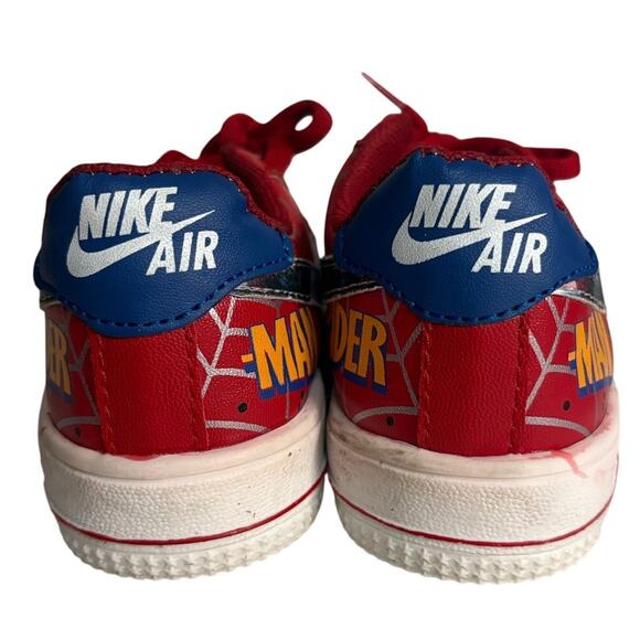 Custom Nike Air Force 1 AF1 Spiderman Sneaker GUC Toddler Size 10C - Picture 4 of 6